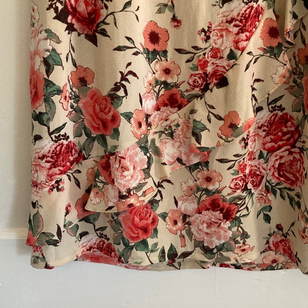 Chris McLaughlin Floral Print Dress with Ruffle Sleeves Size 14 - Picture 5 of 7